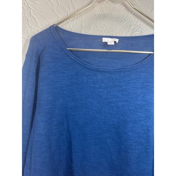 J.Jill Womens Blue Round Neck Linen Blend Knit Relaxed Pullover Sweater Size XL - Picture 3 of 6